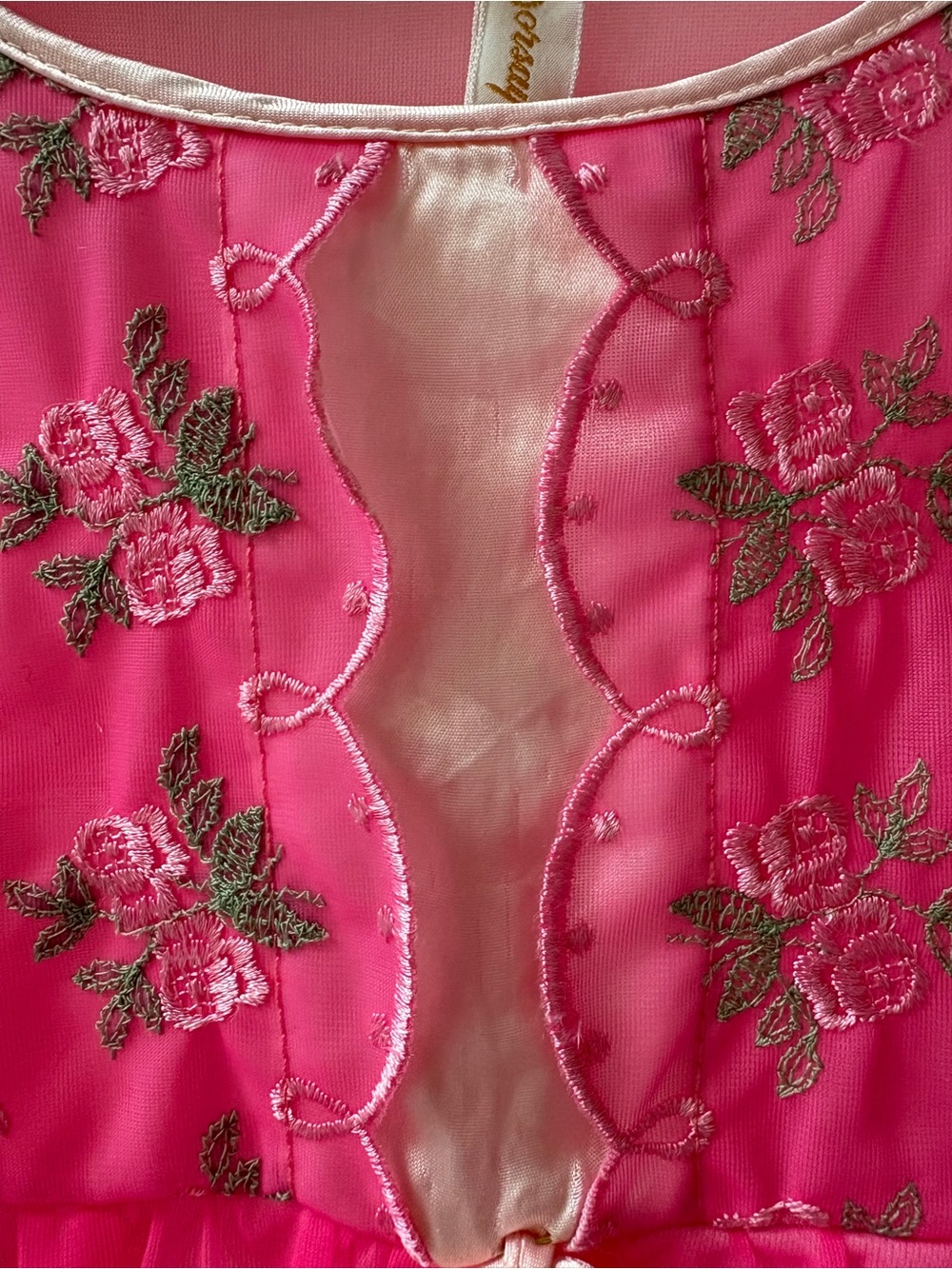 Vintage 60s Sheer Peignoir Embroidered - Picture 10 of 13